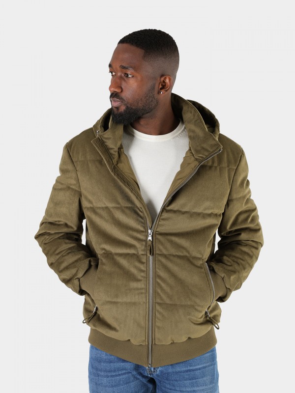 Quilted jacket with suede effect