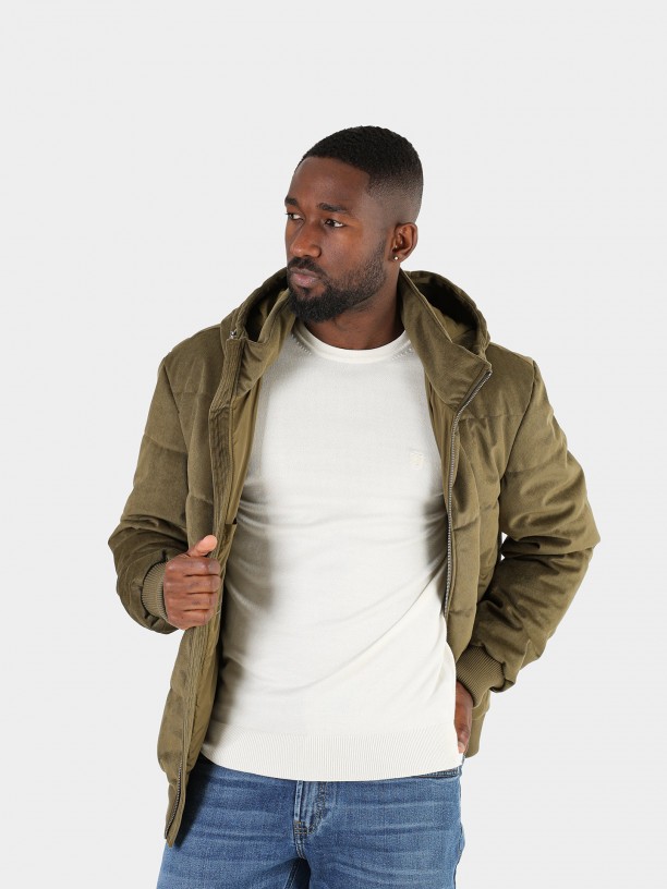 Quilted jacket with suede effect