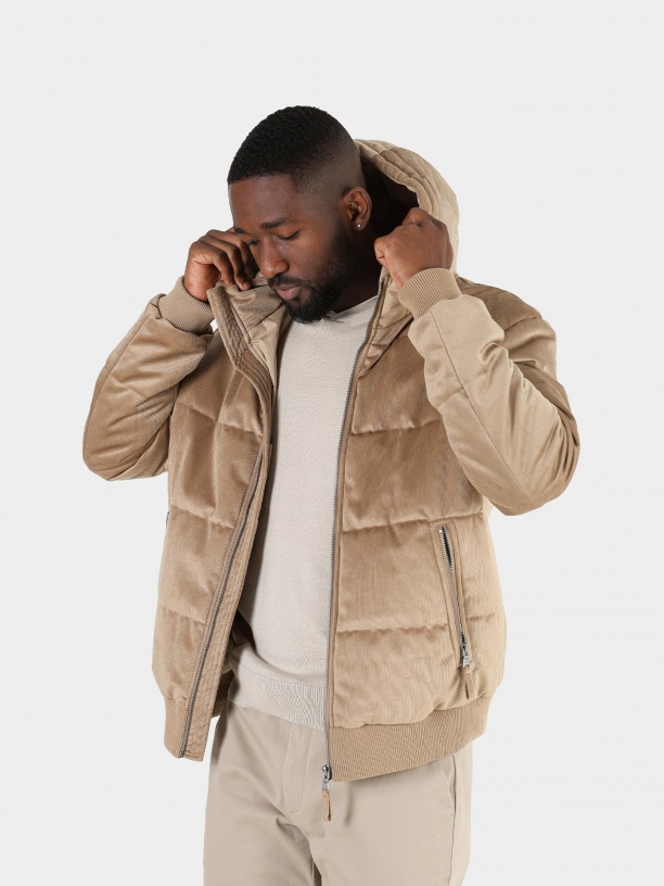 Quilted jacket with suede effect