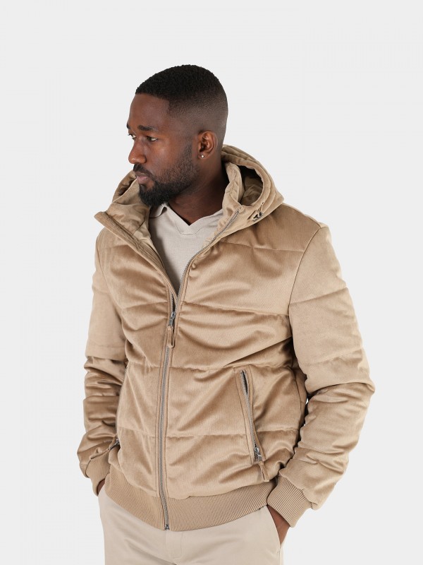 Quilted jacket with suede effect