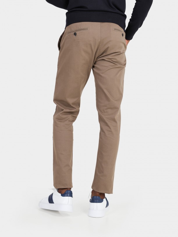 Slim fit elastic cotton chino trousers