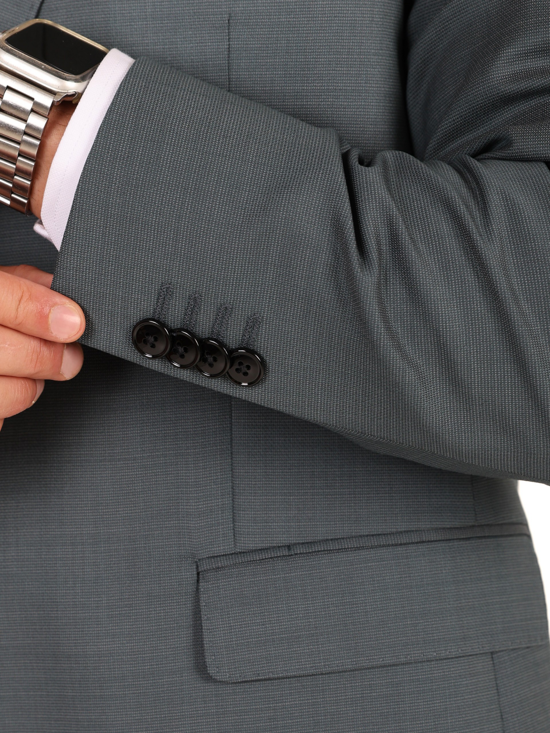 Traje slim fit con micro patrón