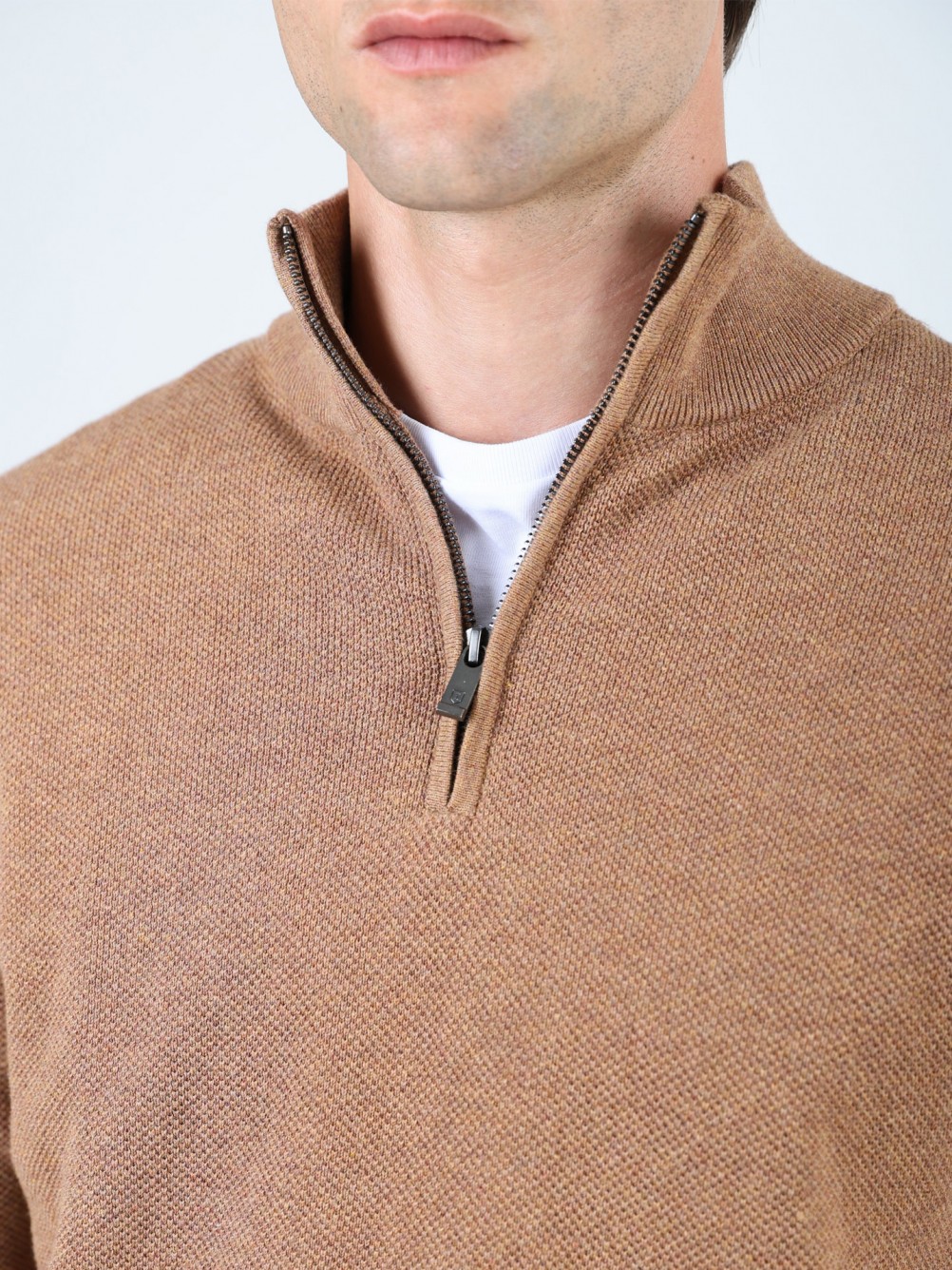 Camisola de malha meio fecho 100% algod�o