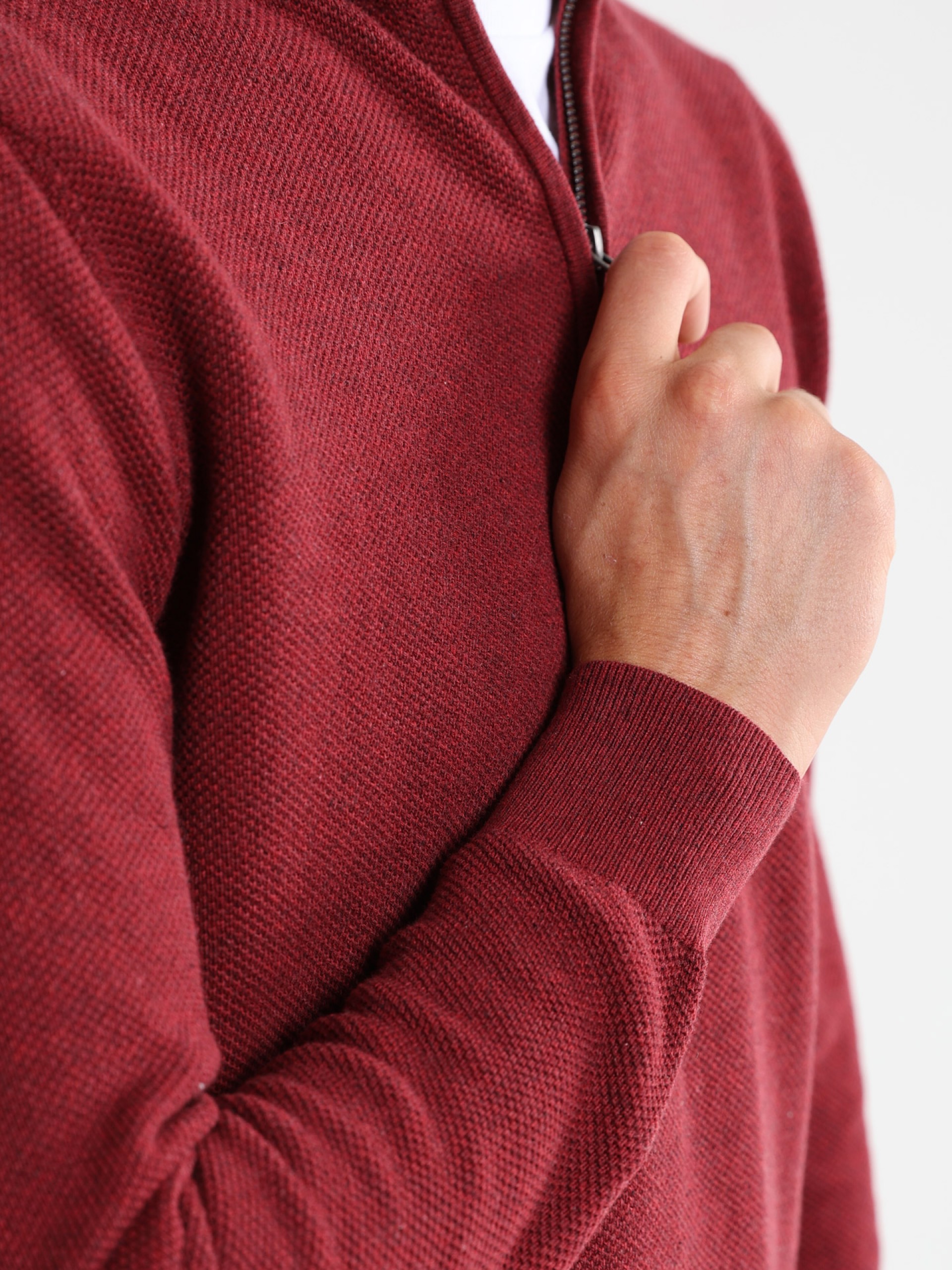 Knit sweater with half-zip 100% cotton