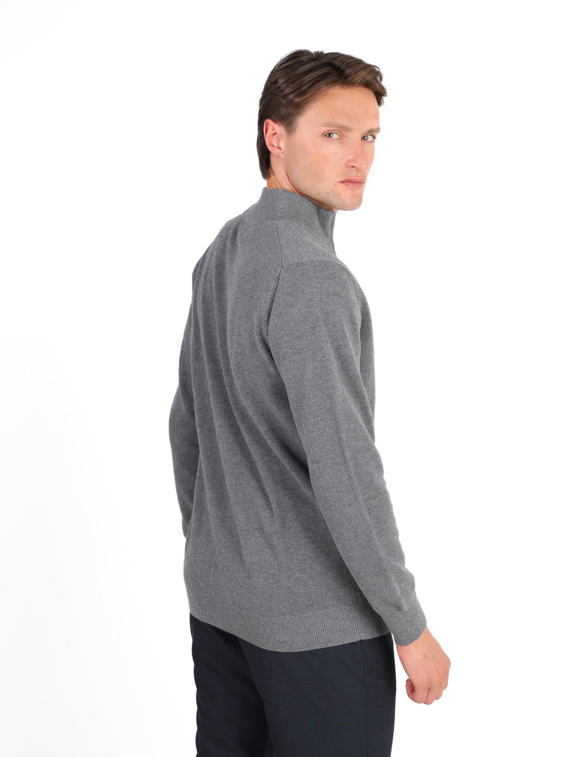 Casaco de malha liso algodão