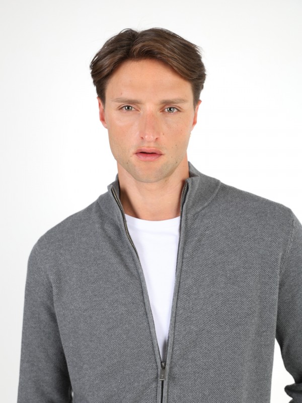 Cárdigan de punto liso con cremallera Cárdigan de punto liso con cremallera