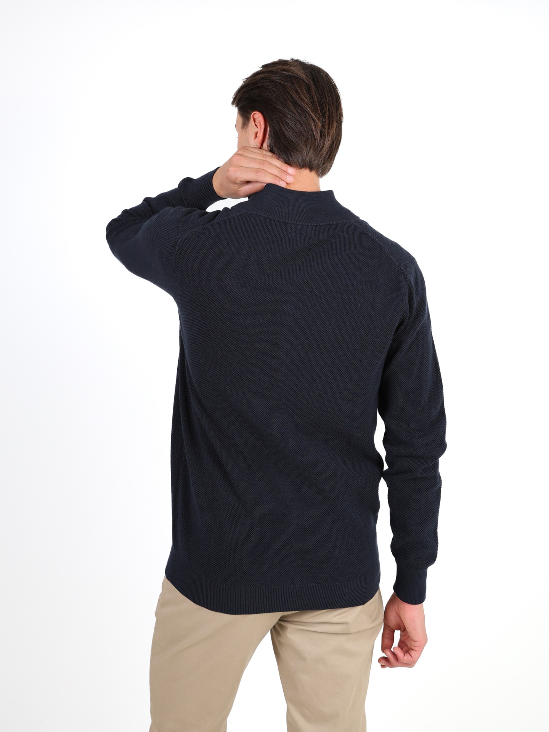 Casaco de malha liso algodão