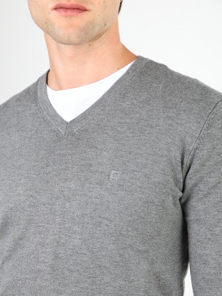 Camisola de malha decote em V Camisola de malha decote em V