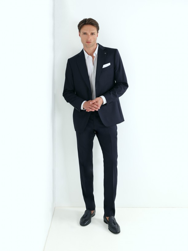 Plain regular fit suit 100% wool