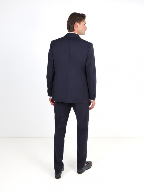 Plain regular fit suit 100% wool