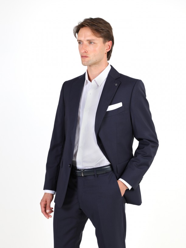 Plain regular fit suit 100% wool