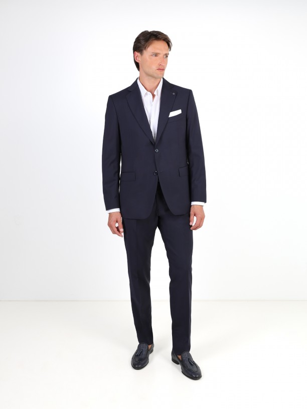 Plain regular fit suit 100% wool