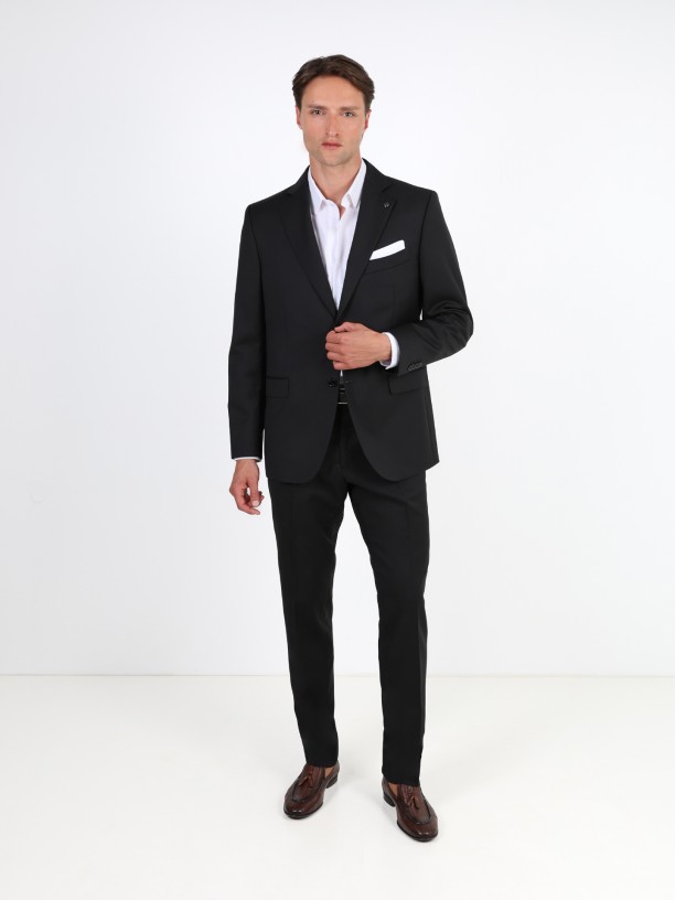 Plain regular fit suit 100% wool