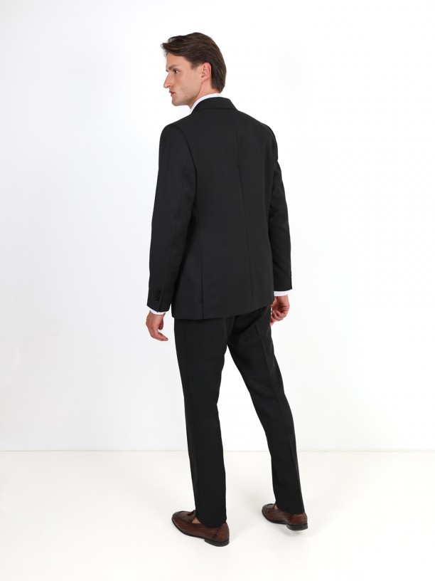 Plain regular fit suit 100% wool