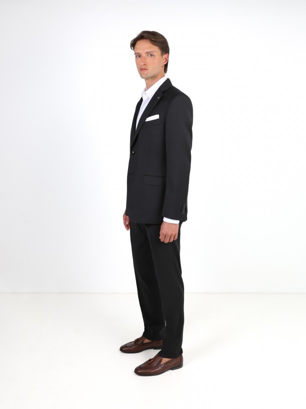 Plain regular fit suit 100% wool