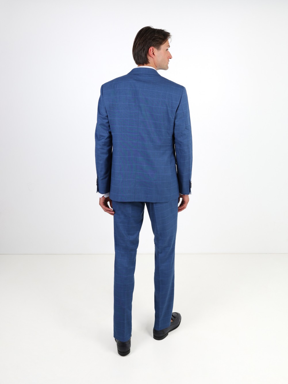 Double-breasted suit with a checkered pattern