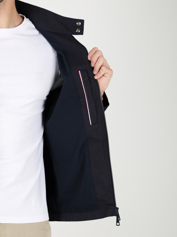 Plain cotton jacket with stand-up collar