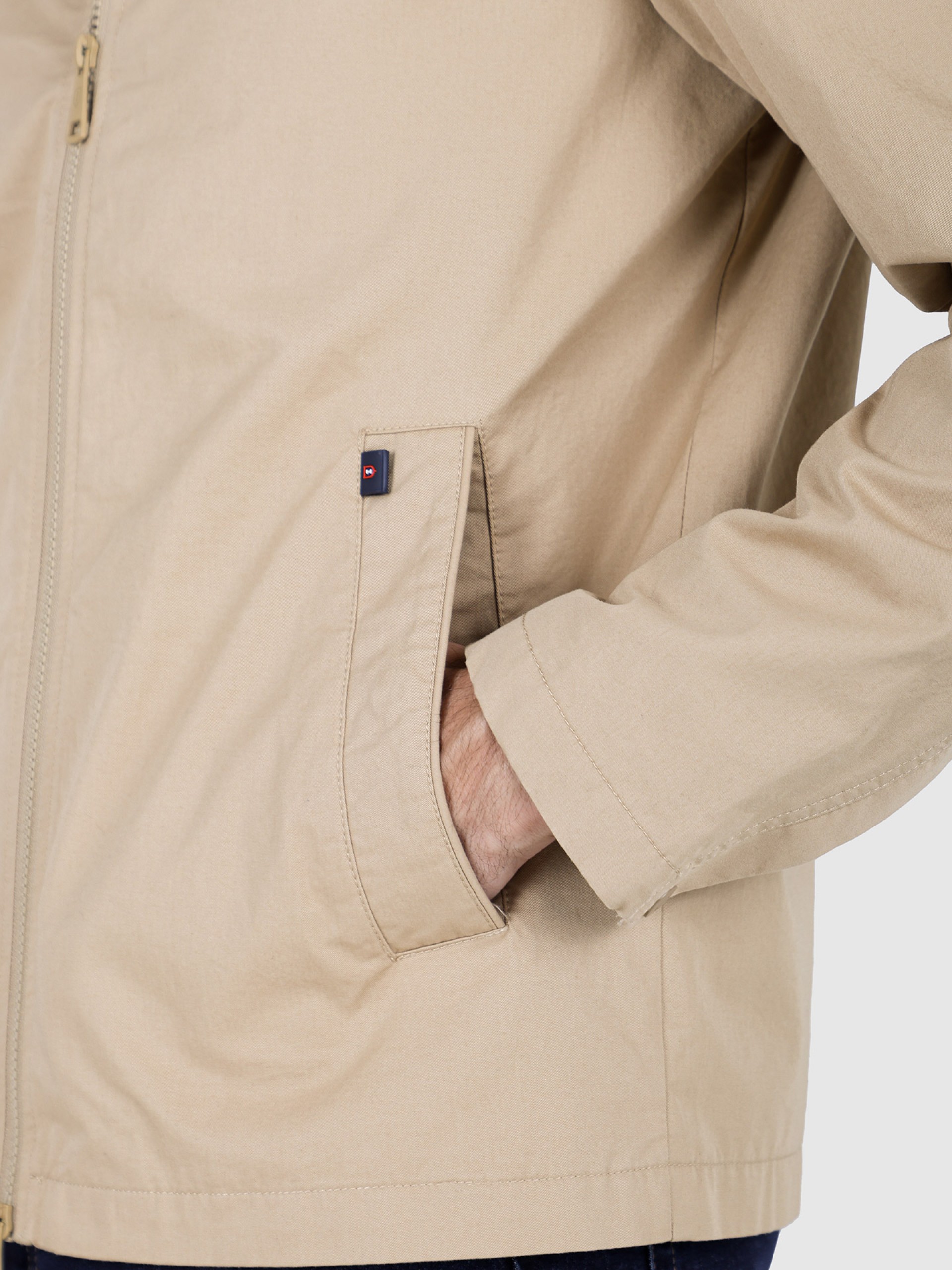 Chaqueta de algodón liso con cuello alto