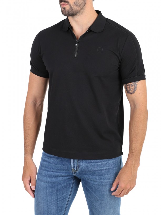 100% cotton polo with zip