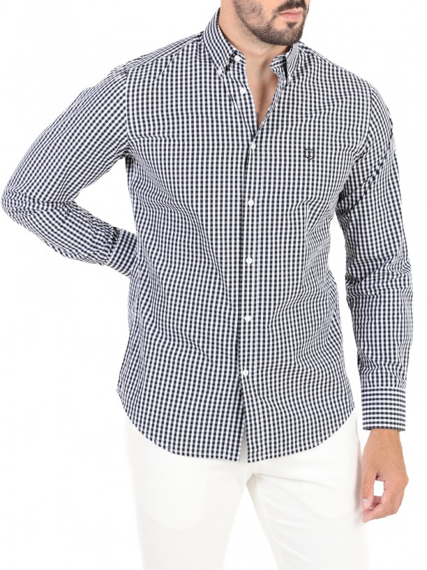 Camisa de algodn estampado cuadros