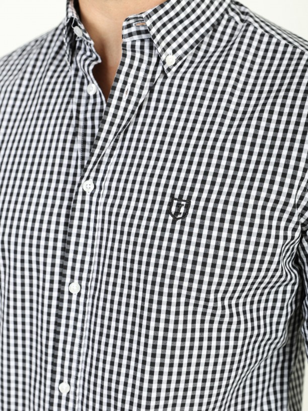 Camisa de algodn estampado cuadros