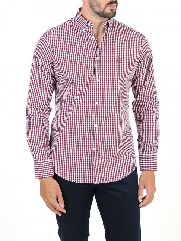 Camisa de algodn estampado cuadros