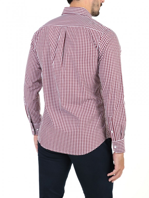 Camisa de algodn estampado cuadros