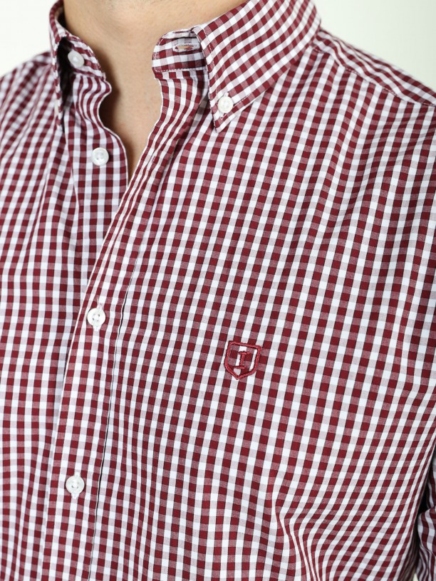 Camisa de algodn estampado cuadros