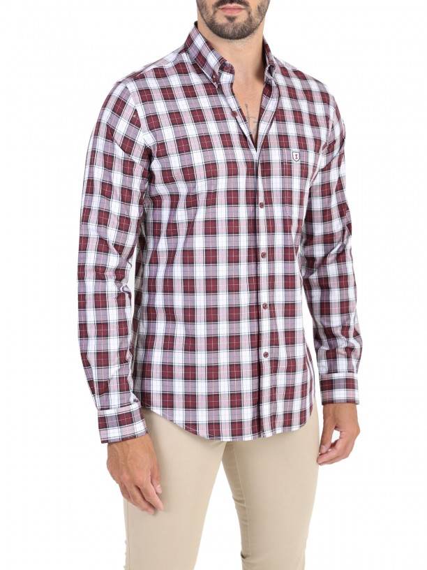 Maroon checkered shirt