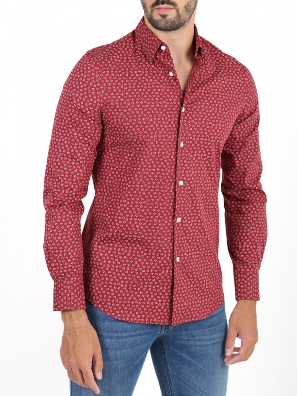 Camisa de algodn estampado hojas