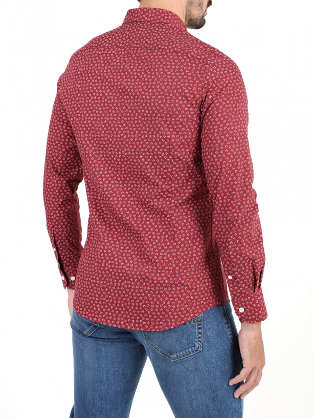 Leafs pattern cotton shirt