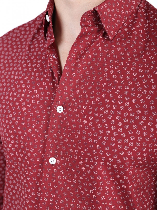 Leafs pattern cotton shirt