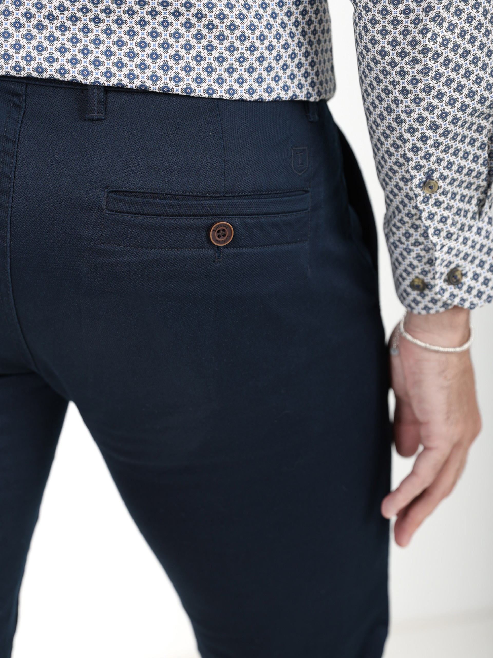 Calças chino de algodão elástico