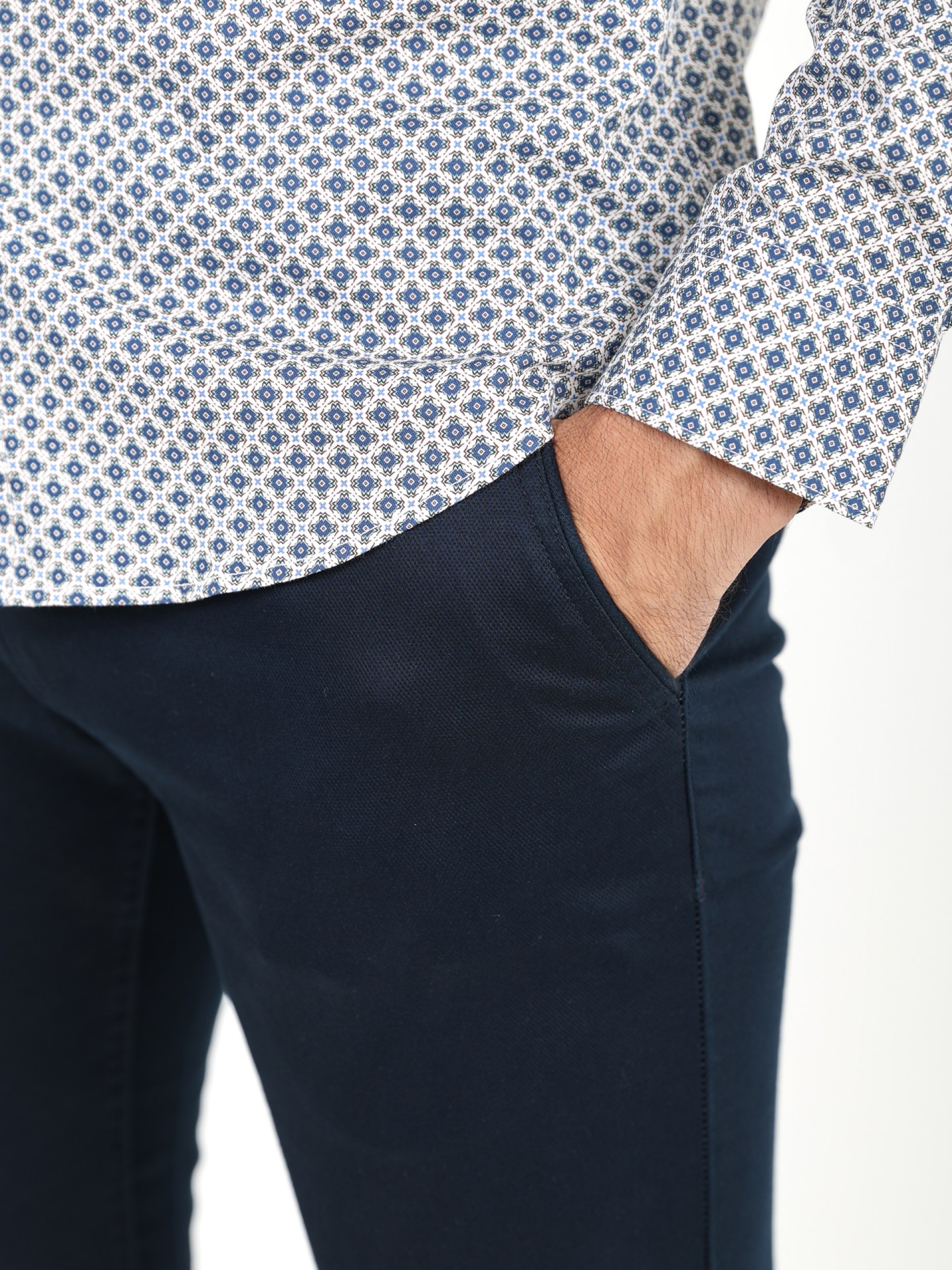 Calças chino de algodão elástico