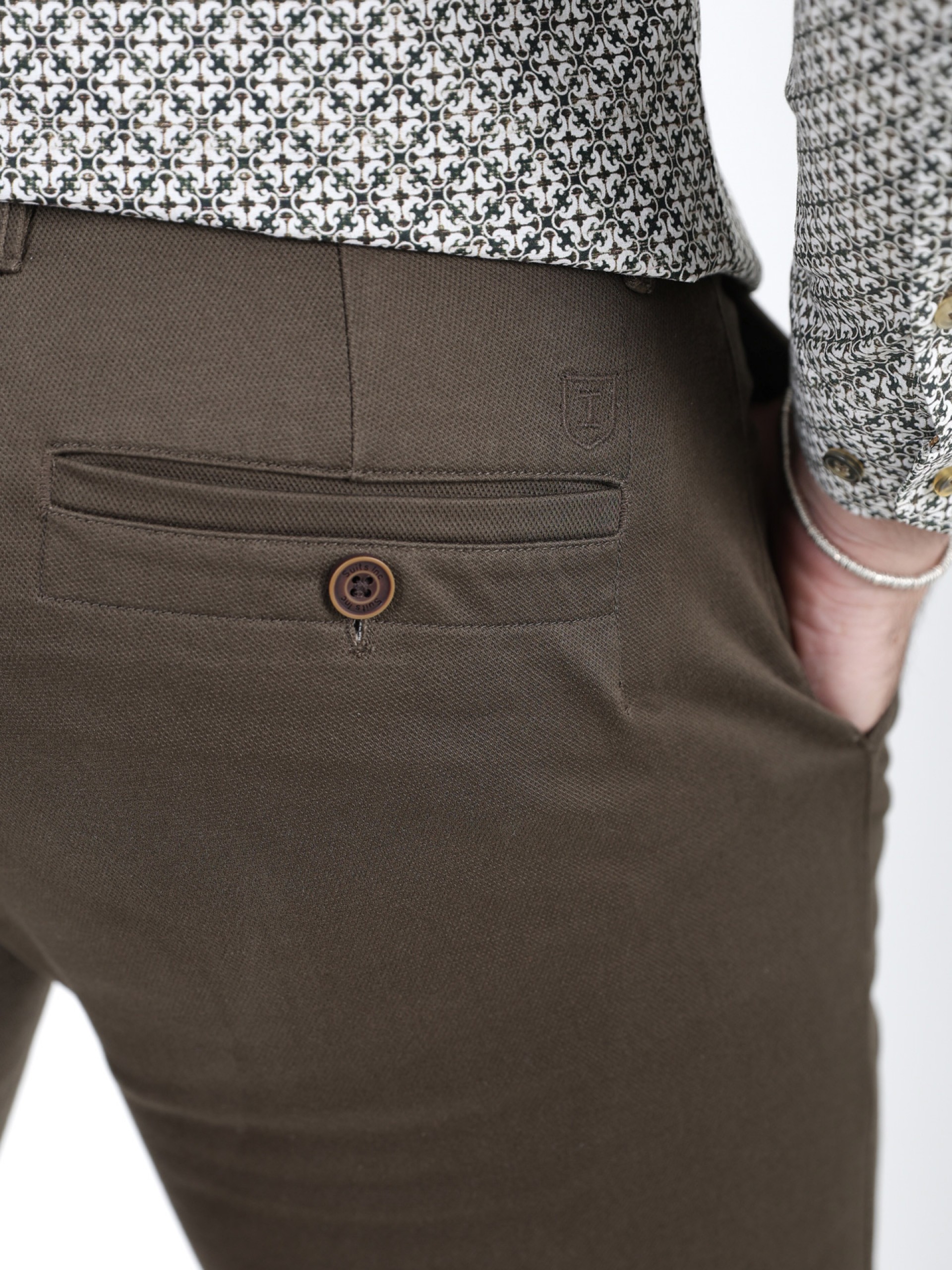 Calças chino de algodão elástico