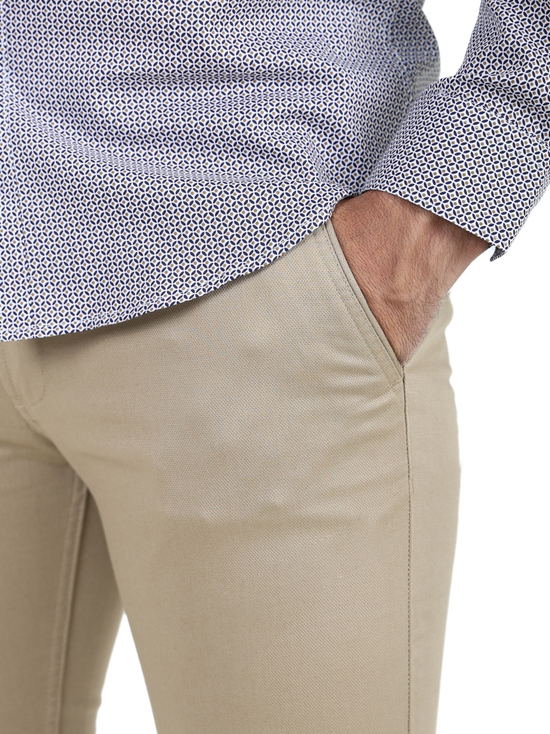 Calças chino de algodão elástico