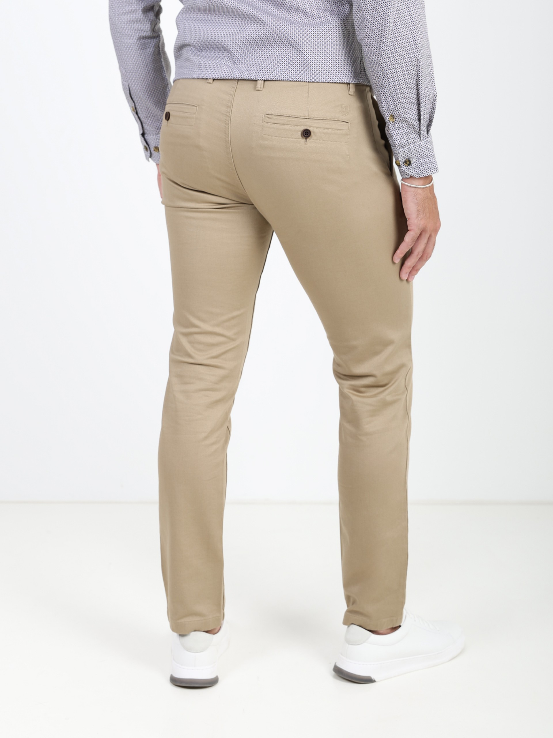 Calças chino de algodão elástico