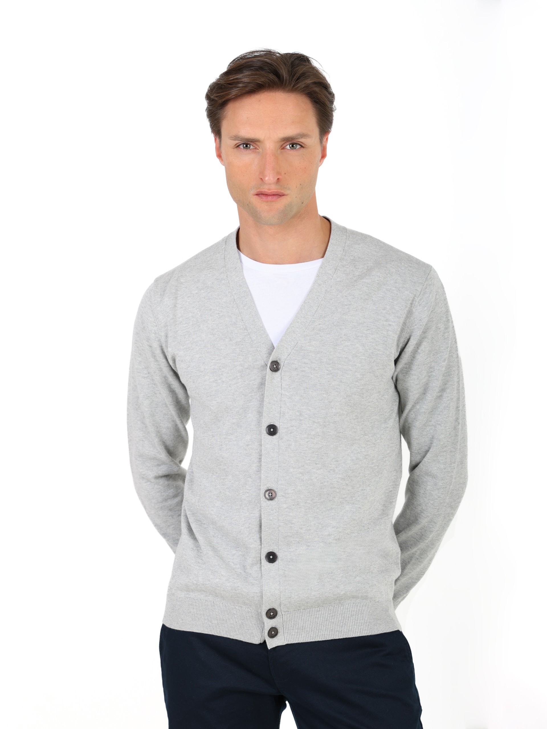 Cardigan de malha algodão e caxemira