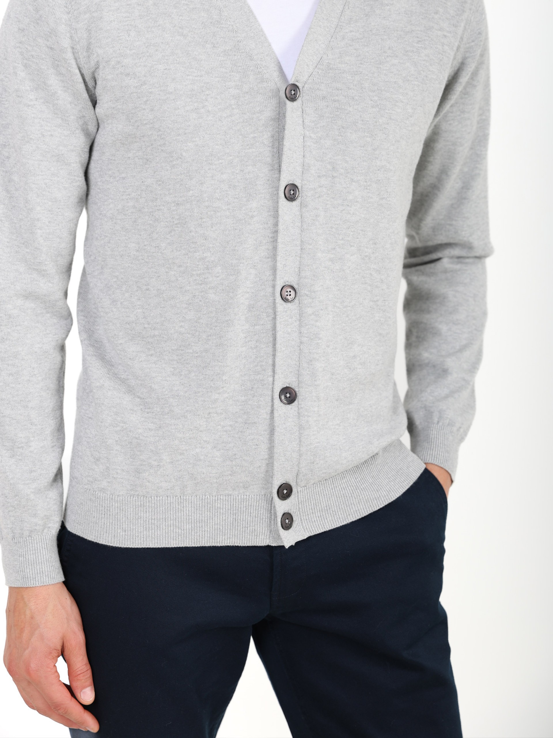 Cardigan de malha algodão e caxemira