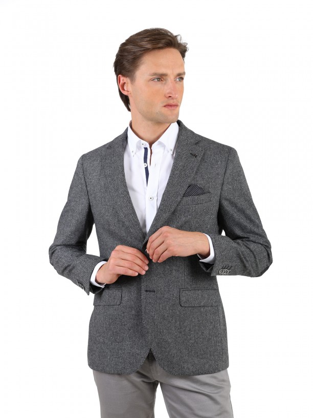 Wool blazer with elbow patches