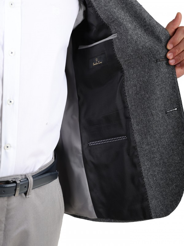 Blazer de lã com cotoveleira Blazer de lã com cotoveleira