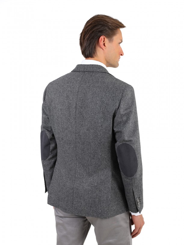 Wool blazer with elbow patches