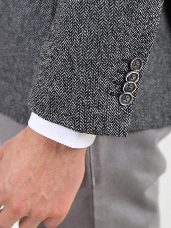 Blazer de lã com cotoveleira Blazer de lã com cotoveleira