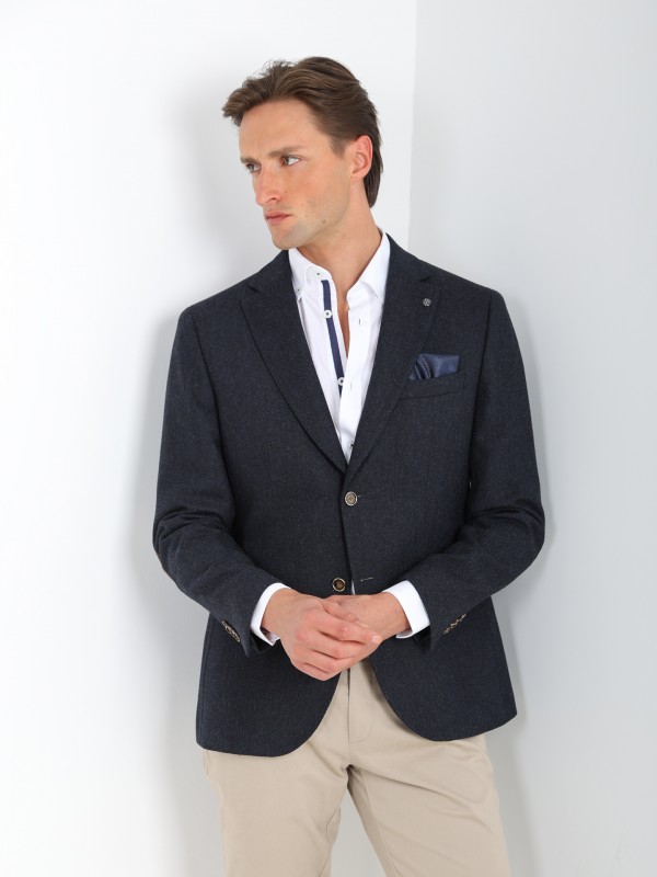 Wool blazer with elbow patches