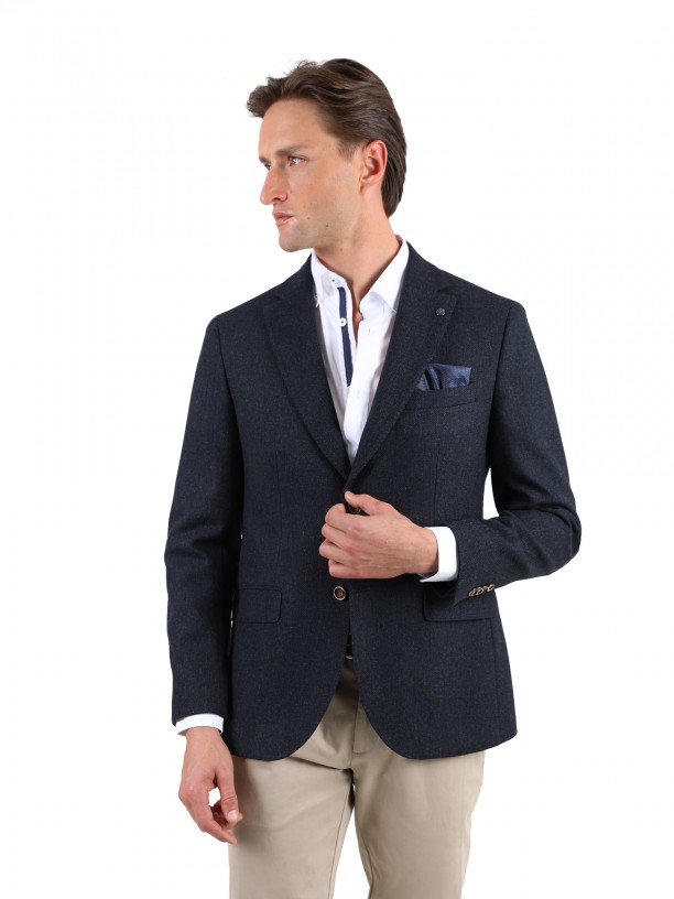 Wool blazer with elbow patches