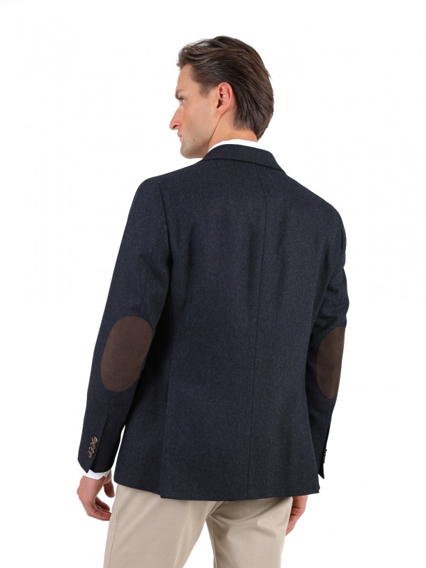 Wool blazer with elbow patches