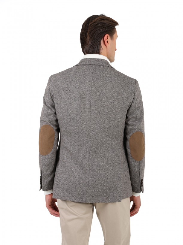 Wool blazer with elbow patches