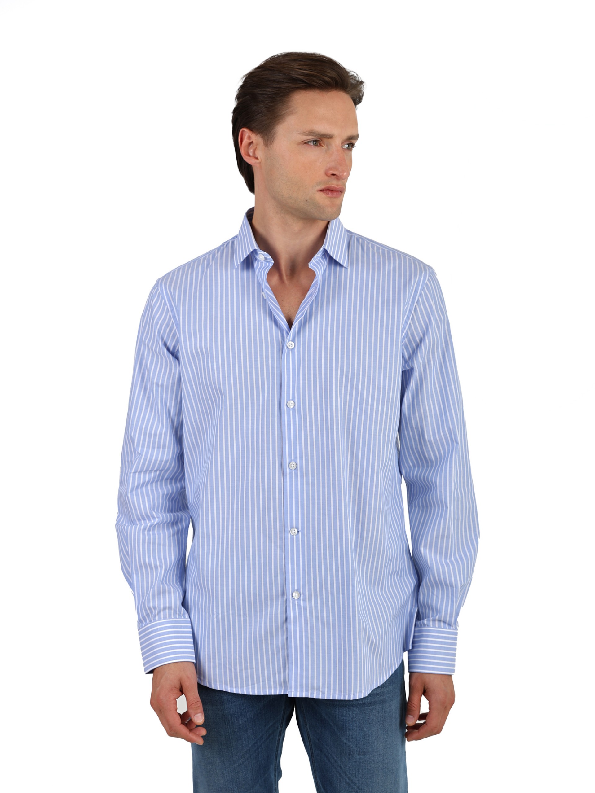 Camisa de algodão com padrão de riscas