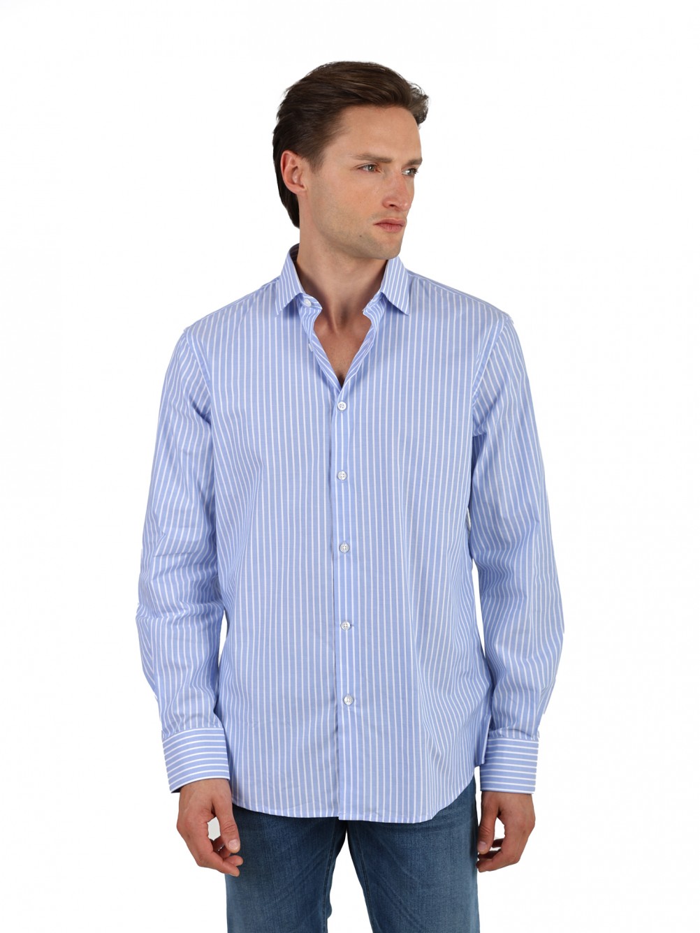 Camisa de algodão com padrão de riscas