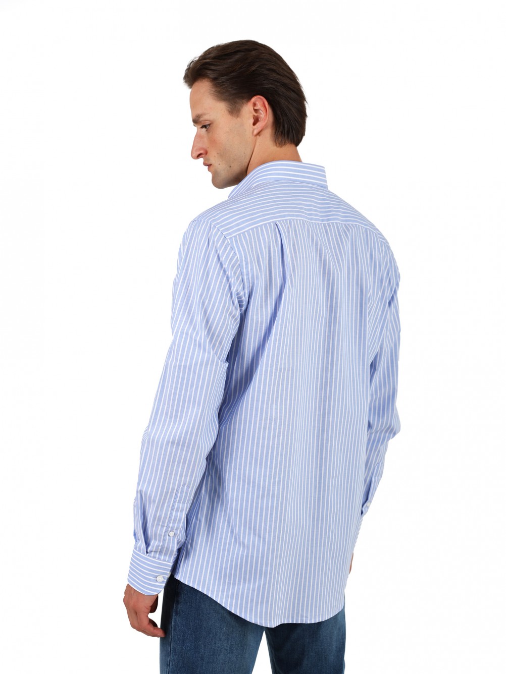 Camisa de algodão com padrão de riscas
